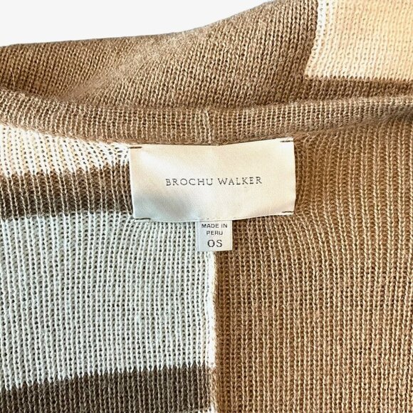 Brochu Walker Womens Alpaca Wool Knit Shawl Open Front One Size Cardigan Poncho - Picture 9 of 10